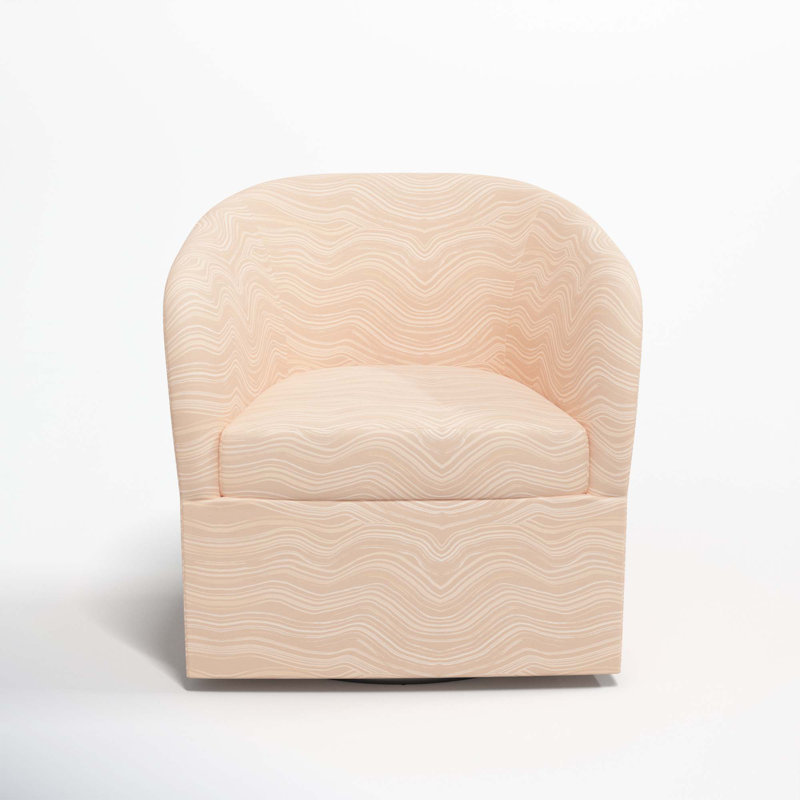 Lesia Upholstered Swivel Barrel Chair, Make Waves Buff