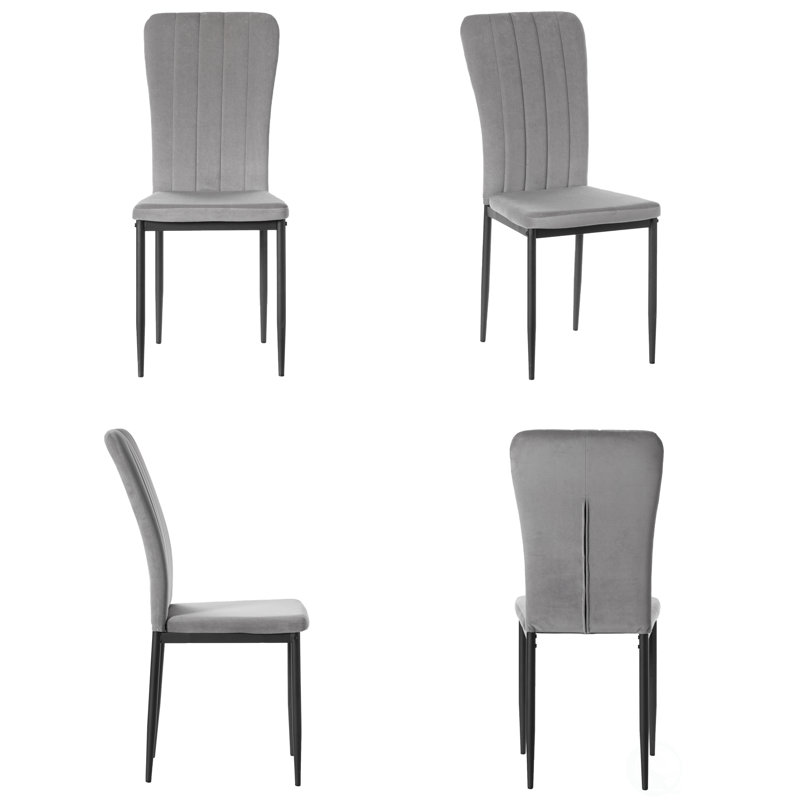 Chaise parsons capitonnée en velours, Gris