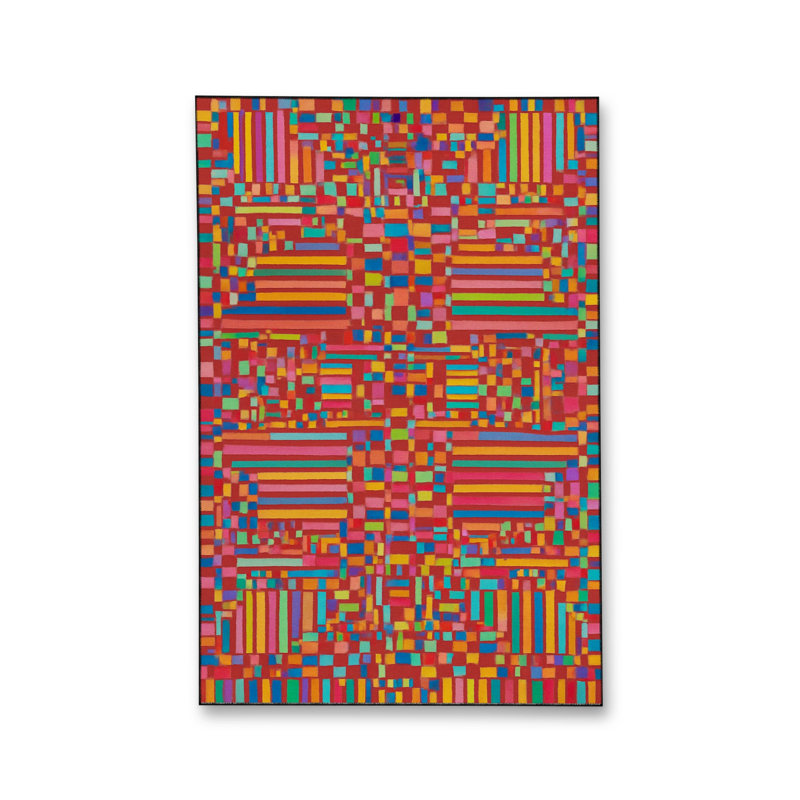 Tapis bleu tissé lavable rétro Mosso, 4'11" x 7'7"