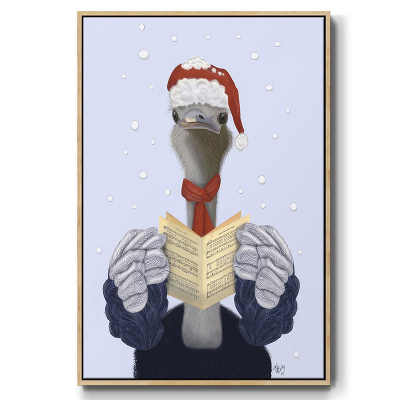 Ostrich, Carol Singing, reproduction d'art sur toile, H 41 po x l 27 po x P 1,5 po, Naturel