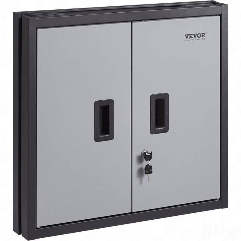 Armoire de garage murale pliable en métal, petite armoire de 26 po avec capacité de chargement de 240 lb, tablette réglable et casier à dossiers magnétique