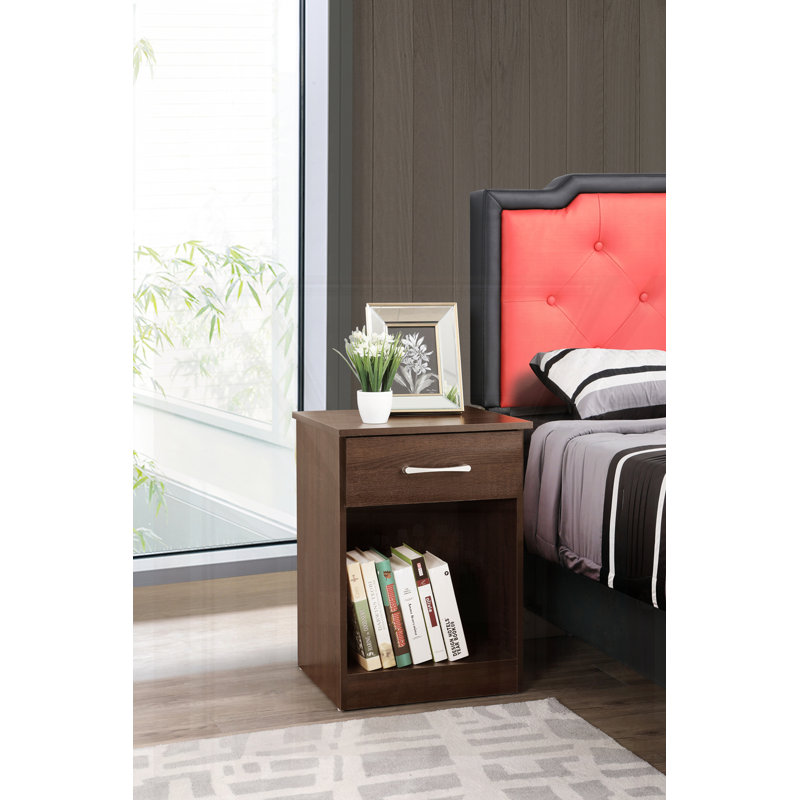 Table de chevet décontractée en bois Sandle, Marron foncé