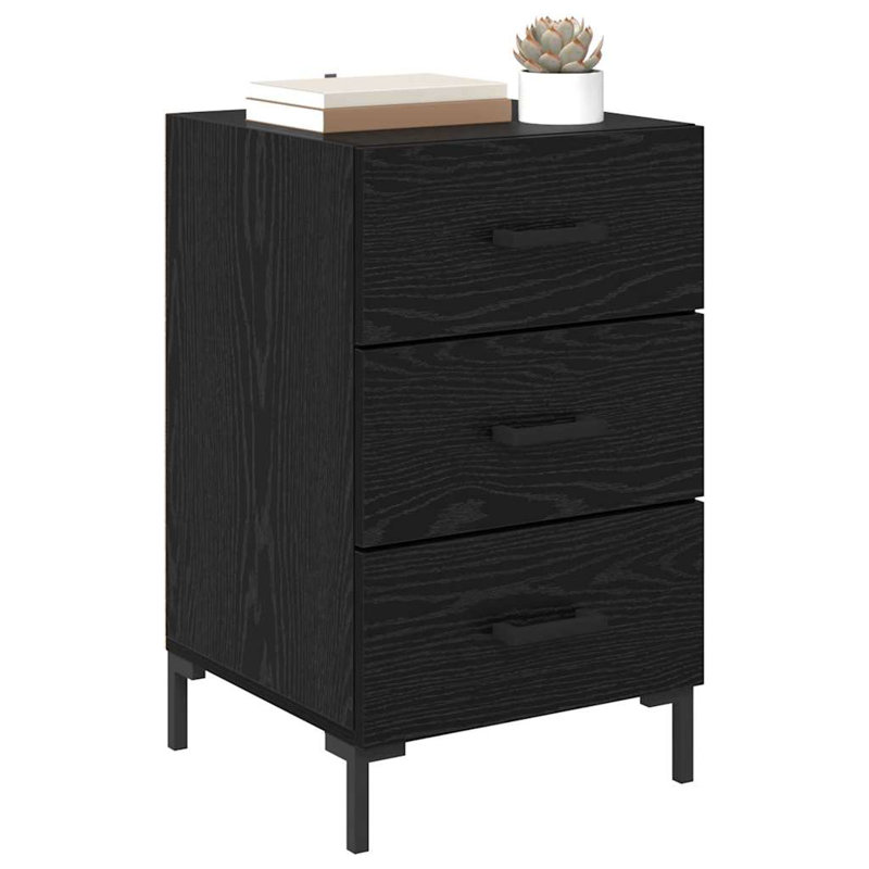 40cm W Manufactured Wood Bedside Table, Black Oak