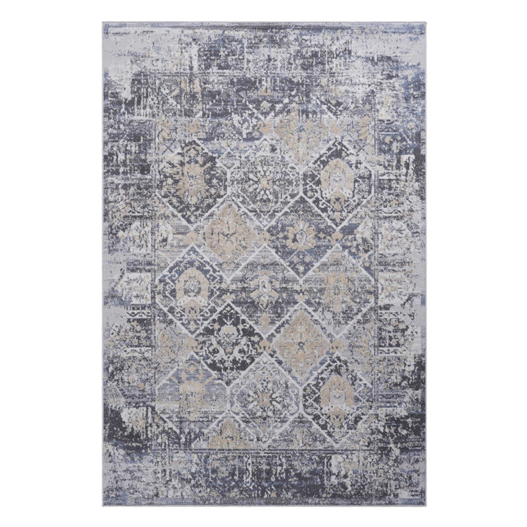 Naar Payas Area Rugs, Grey/Blue/Traditional Accent Power Loom Machine -Crafted Rug