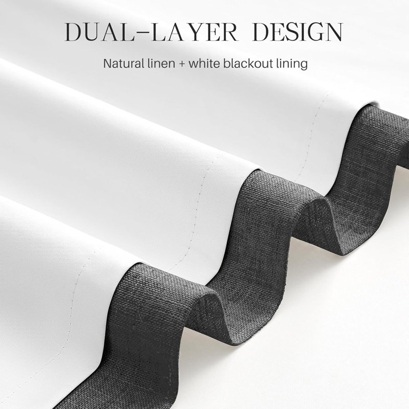 YZ Home Linen Pinch Pleated 100% Blackout Curtains for Bedroom and Living Room Darkening Thermal Window Curtain Drapes with 16pc Hooks(2 pages)