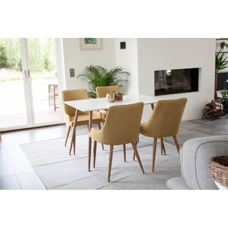 Belue 4 -Person Dining Set, Yellow/Oak, Oak