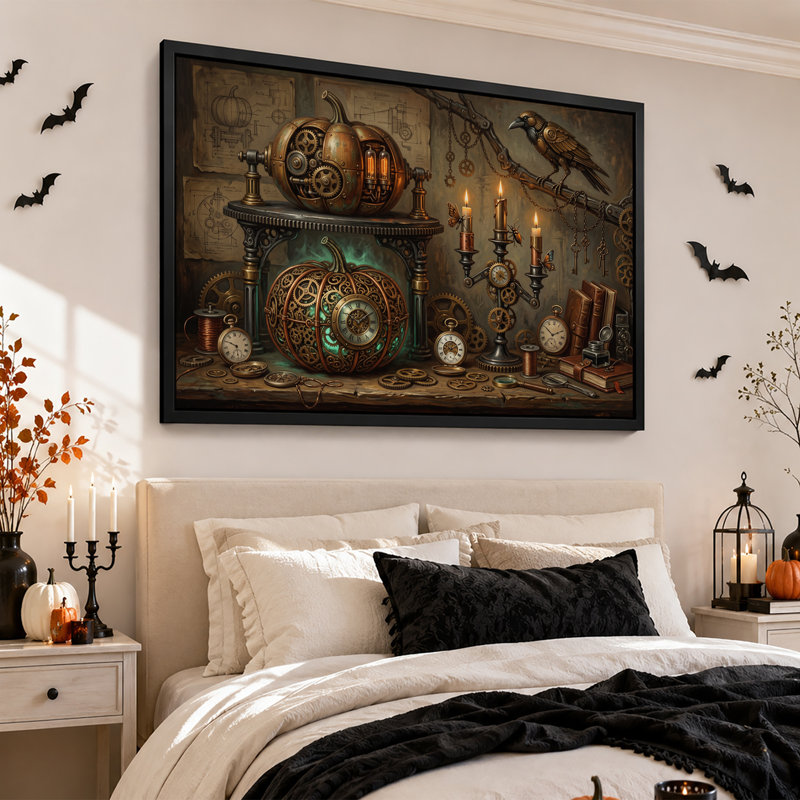 Art mural sur toile d'Halloween Steampunk, 12"H x 18"W