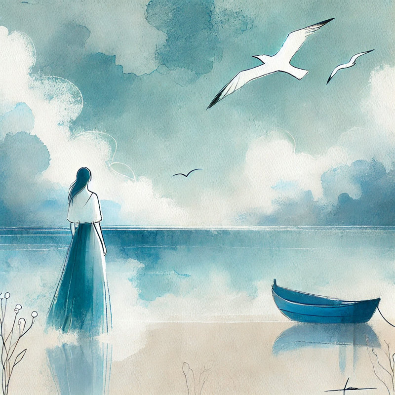 Art mural sur toile Reflection Seaside Moment, H 12 po x l 12 po