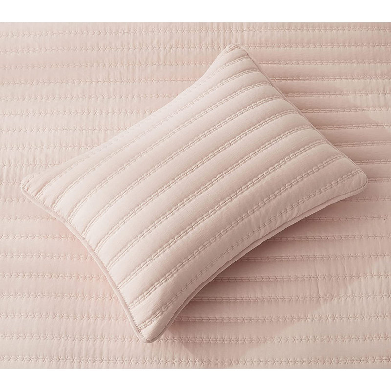 Stone-Washed Microfiber Quilt Set, Queen Quilt + 2 Standard Shams, Blush