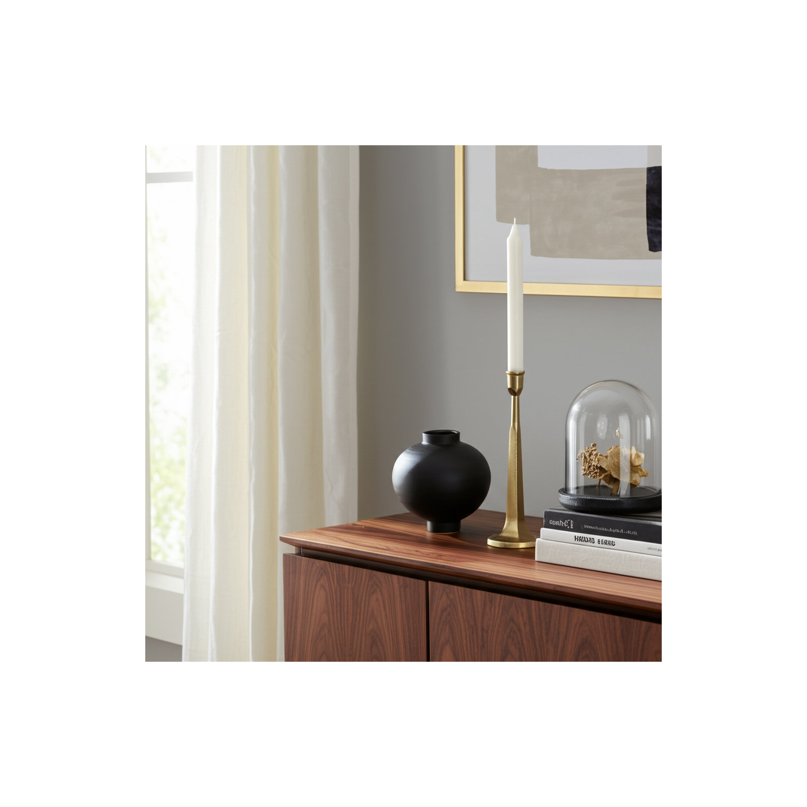 Gold Taper Candle Holder, 12" H x 4" W x 4" D