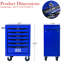 Armoire 6 coffres à outils, acier noir et bleu de 20 po, glissières de tiroir à roulement, 4 roues, verrouillable, chariot d'atelier à poignée à tirer, matériau en acier, + bleu, tiroirs, conception verrouillable-1116039972