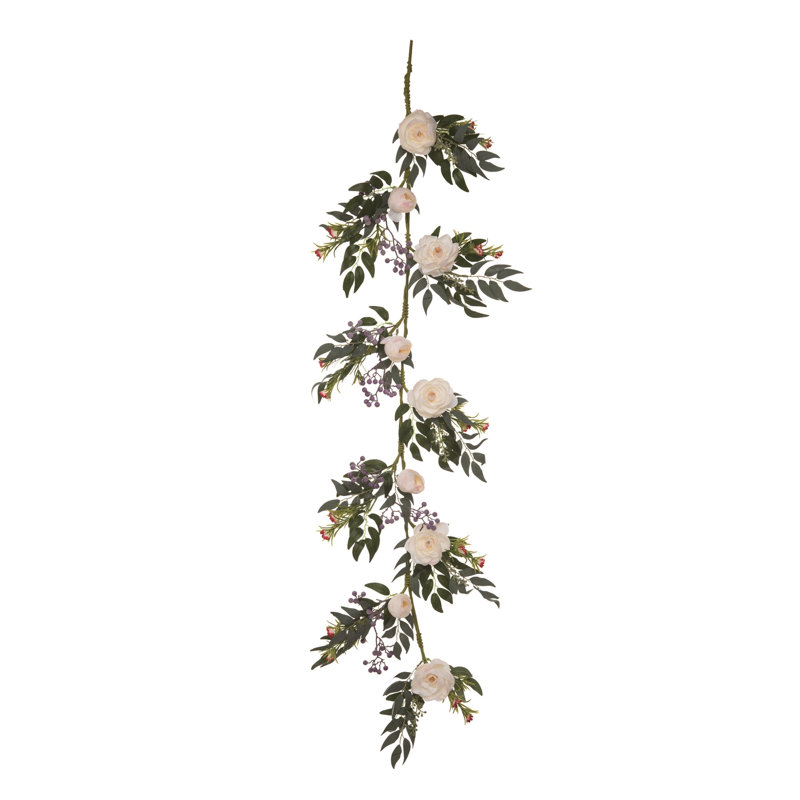 Synthetic Fabric 60 in. Multicolor Spring Blossom and Berry Garland