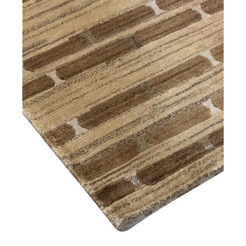 Hand Knotted Wool Area Rug in Gold