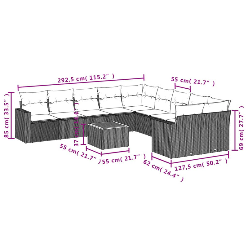 Ensemble de canapé de jardin Vidaxl, Beige
