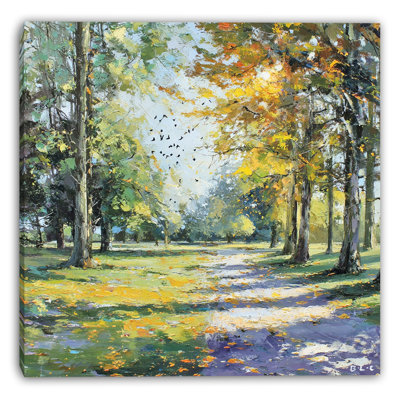 «Autumn Park Walk», art mural sur toile tendue