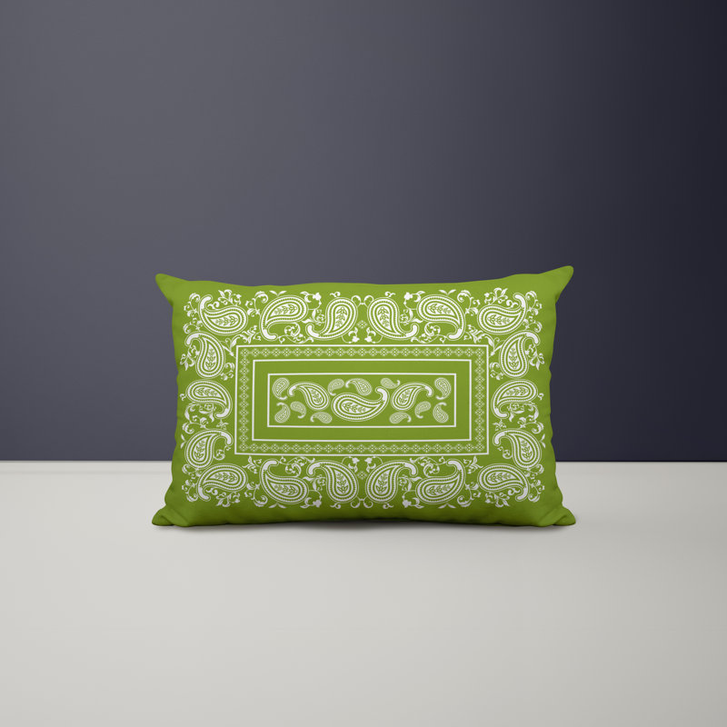 Paisley Outdoor Reversible Throw Pillow, Chartreuse