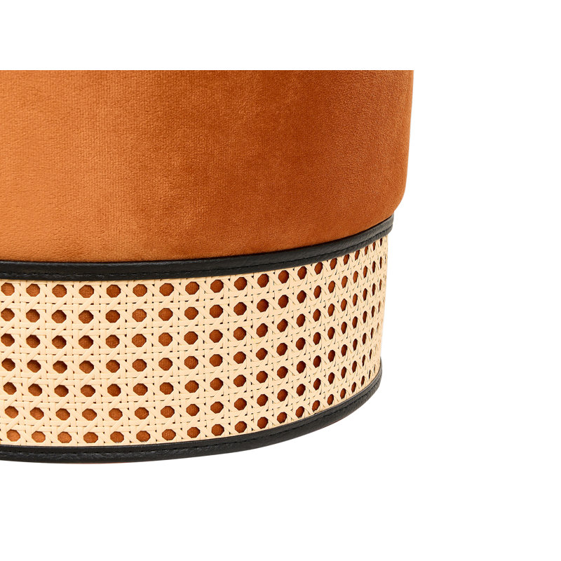 Amanat 35cm Wide Velvet Round Pouf Ottoman, Orange