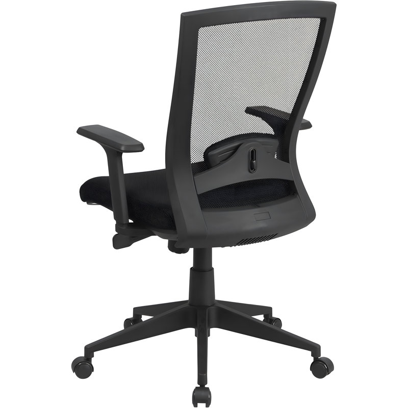 ErgoFlex Mid-Back Black Mesh Swivel Executive Office Chair with Adjustable Arms