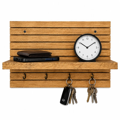 Waypoint Wall Organizer Shelf with 4 Key Hooks
