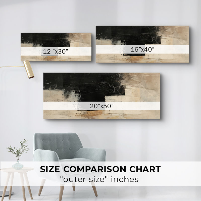 Abstrait, série CCLV, toile tendue avec châssis, prête à être accrochée, 16" H x 40" W