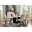 Superbe table à plateau en marbre avec 6 chaises d'appoint en tissu beige, ensemble de salle à manger 7 pièces, meubles en bois noir