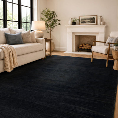 Tapis chiné noir/gris lavable à la machine avec envers antidérapant