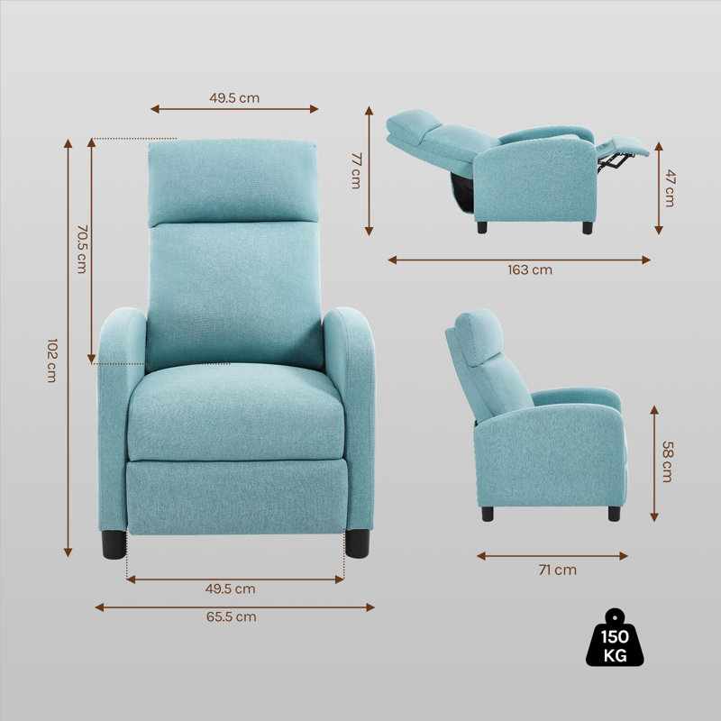 65.5cm Wide Standard Recliner, Blue