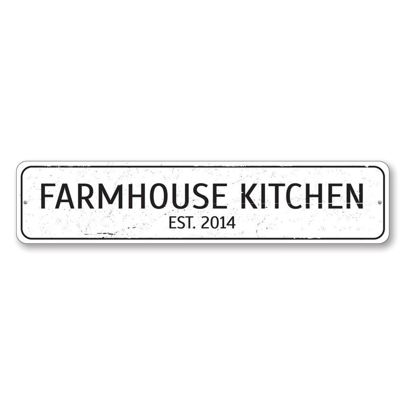 Enseigne en aluminium Farmhouse Kitchen, H 4 po x l 18 po x P 0,04 po