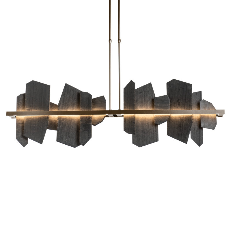 Ardesia 1 - Light Kitchen Island Linear LED Pendant with Slate Accents, Bronze