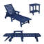 Ensemble de chaises longues de patio 3 pièces avec table d'appoint, chaise longue surdimensionnée avec dossier réglable à 5 positions, PEHD, porte-gobelets, roues (2 chaises + 1 table)-1666269169