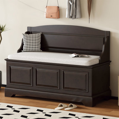 Banc à chaussures TREXM, banc de rangement de chaussures rétro avec dispositifs de fermeture en douceur, coffre de rangement avec rangement caché et coussin pour l'entrée, le couloir, le salon