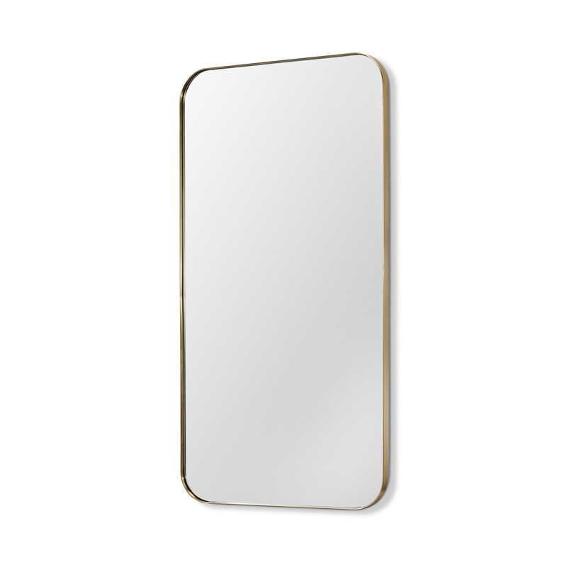 Miroir décoratif biseauté Aalina, 80 po x 42 po, Laiton brossé