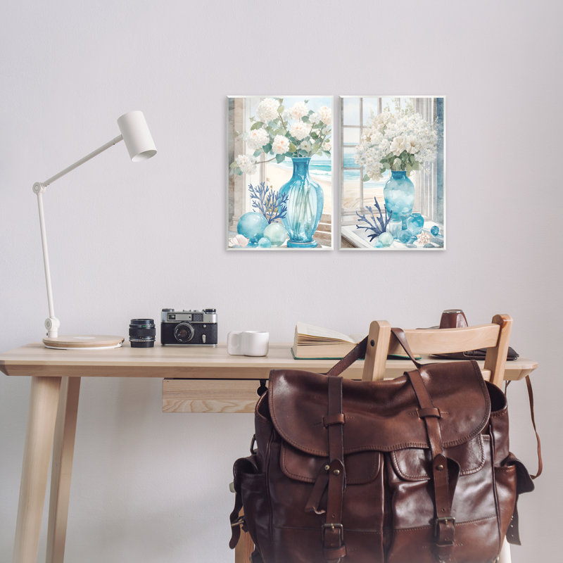«Sea Glass Coral Beach Bouquet», ensemble de 2 plaques murales par Kim Allen