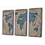 Ancienne carte du monde I - 3 pièces sur toile, cadre flottant-1008748014-1008748015