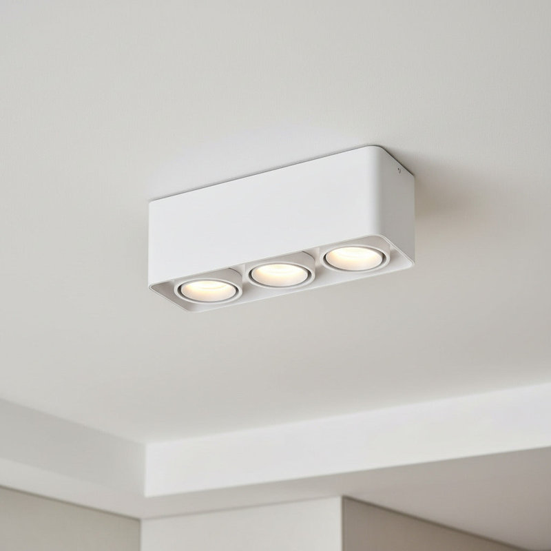 UltraBeam Modern Surface Mount Ceiling Downlight, White, 10cm H x 29cm W x 10cm D