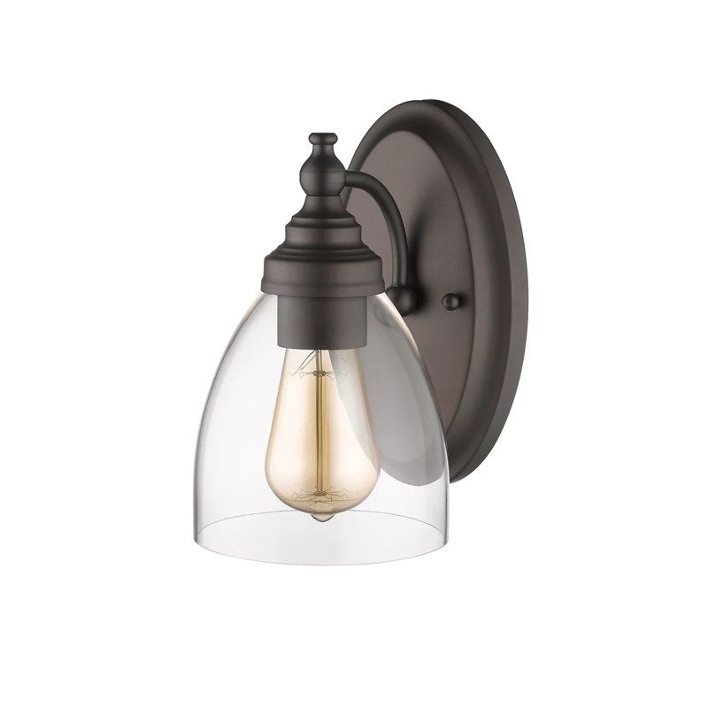 Applique murale Elissa Transitional 1 lumière, bronze huilé, verre transparent, 24,8 cm (9,75 po) de hauteur