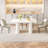 55.11" Modern Cream White Dining Table Set With 4 Chairs For Kitchen, Bar, Living Room-1663940018-1660943062