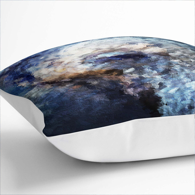 Abstract Square Throw Cushion, 40cm H x 40cm W x 15cm D, White