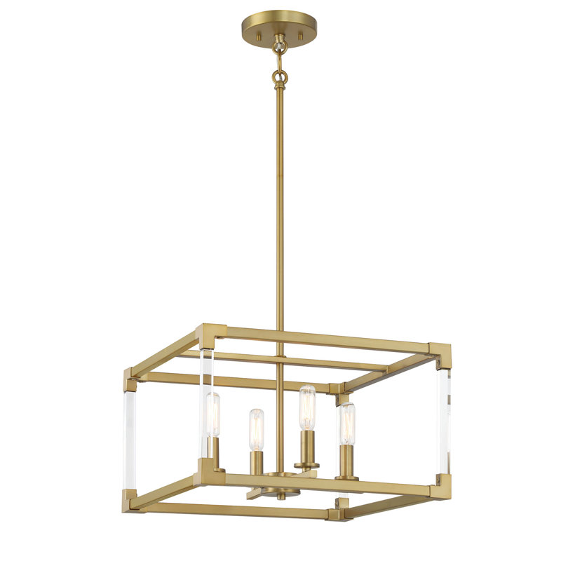 Luminaire suspendu carré / rectangulaire en laiton doux à 4 lumières Swindon
