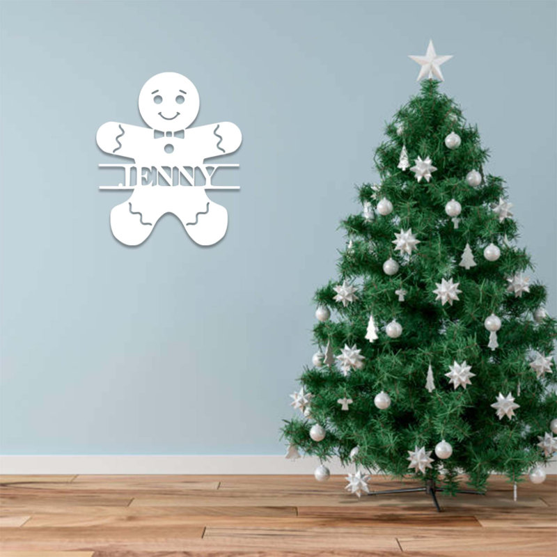 Gingerbread Man Monogram Metal Wall Art - Personalized Holiday Decor - Festive Christmas Cookie Design - Custom Name Wall Hanging - Rustic Farmhouse Style - Modern Industrial Metal Sculpture - Seasonal Statement Art Piece