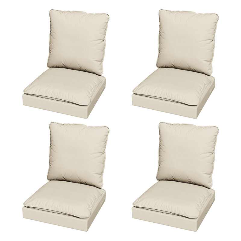 Eco-Friendly All-Weather Outdoor Cushions, UV-Proof Olefin Fabric for Patio Furniture, Beige, Beige, 4