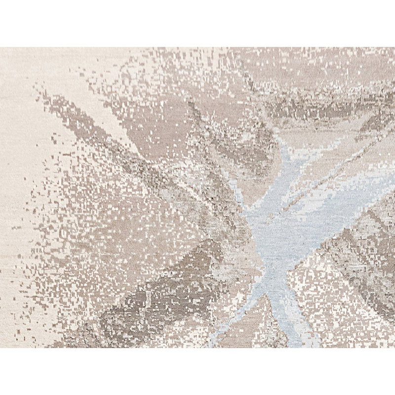 Hand Knotted Abstract Area Rug in Gray/Ivory/Beige, Rectangle 8' x 10'