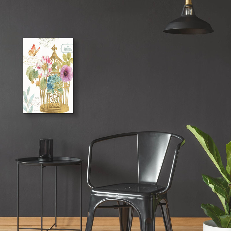 «Rainbow Seeds Romantic Birdcage I» par Lisa Audit, art mural en verre acrylique, H 24 po x l 16 po x P 0,2 po