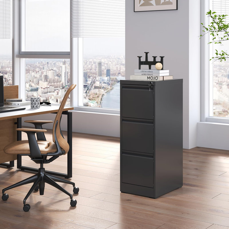 Makeace 15.2"W 3-Drawer Locking Metal Vertical File Cabinet – Heavy-Duty Home Office Storage for A4/Letter/Legal/F4,Assembly Required
