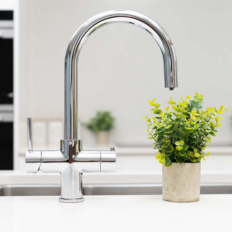 4-in-1 Instant Boiling and Filtered Water Tap - C Shape - 4 Litre Boiler, Polished Chrome