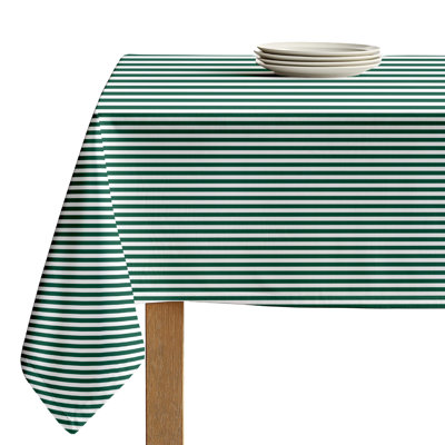 Green Striped Tablecloth 104" x 60"