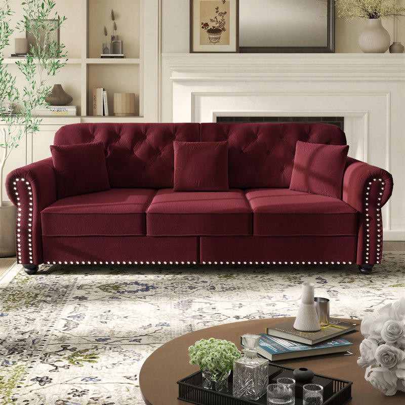 Ensemble de salon 4 pièces Annalease Chesterfield, Rouge