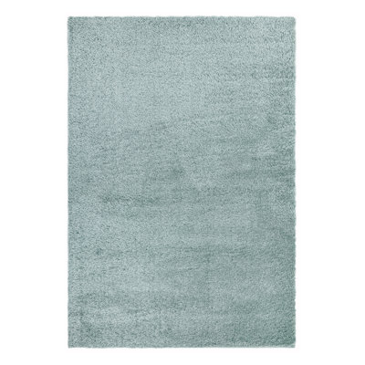 Natonia Shiny Shaggy Duckegg Blue Area Rug