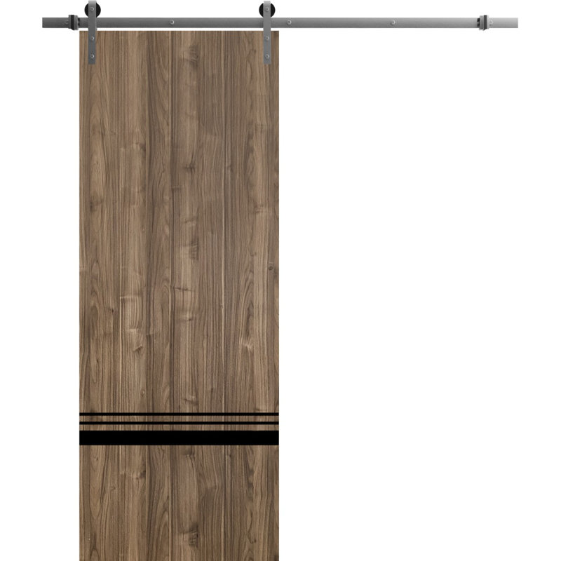 Porte de grange en bois massif massif, Noyer, 30 po x 96 po
