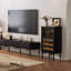 Buffet rétro en bois massif noir-130700148